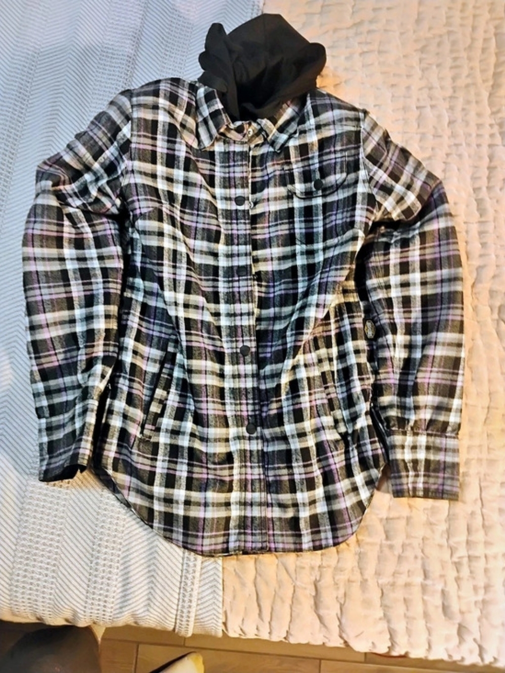 Street & Steel Mission Moto Riding Hoodie Flannel Plaid Woman Medium WM